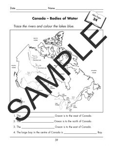 Canada – Bodies of Water Worksheet (PDF) – Publishing + Design